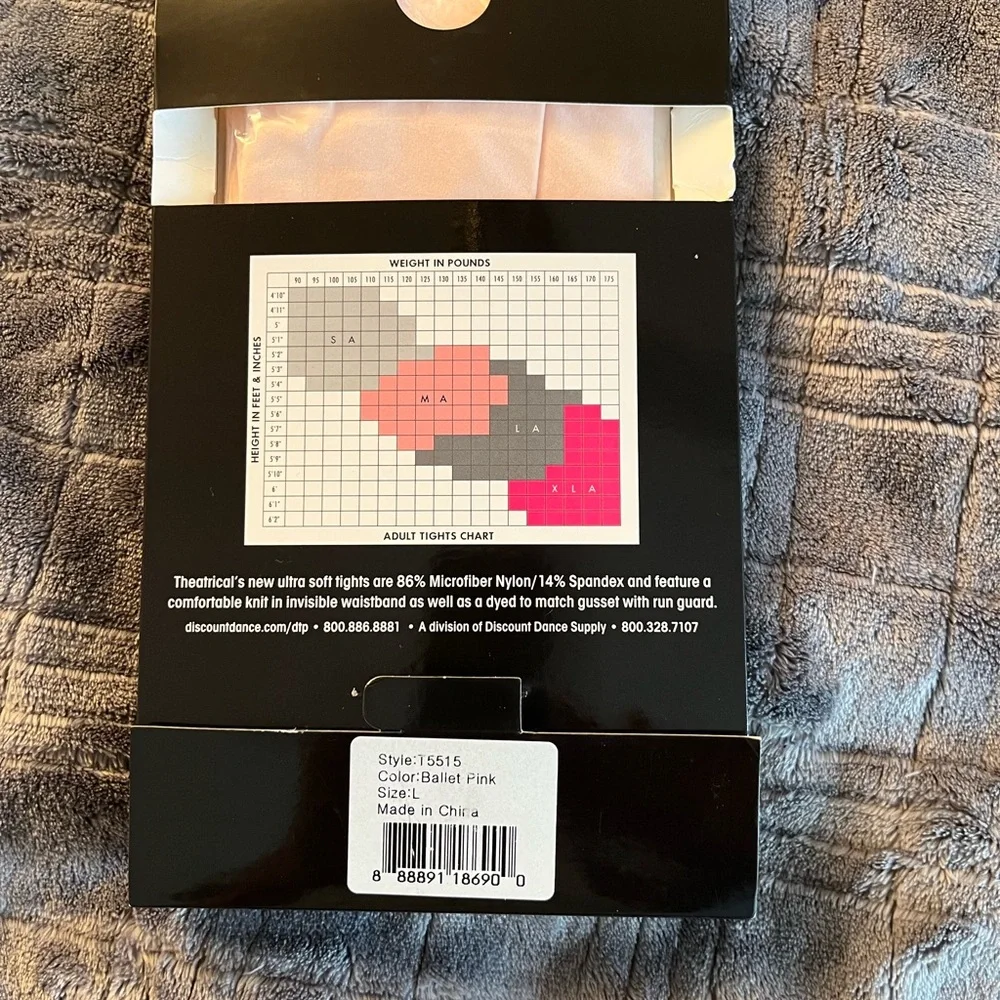 Convertible, dance tights by theatricals ballet, pink adult large - Picture 2 of 3